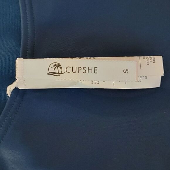 Cupshe Teal V-neck Tie Ruched One Piece Swimsuit Size S - Picture 5 of 5